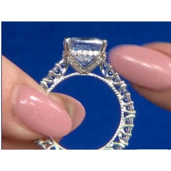 7.83 Ct. Cushion/Round Cut Genuine Diamond Simulant Engagement/Bridal Ring #8 - Picture 3 of 8